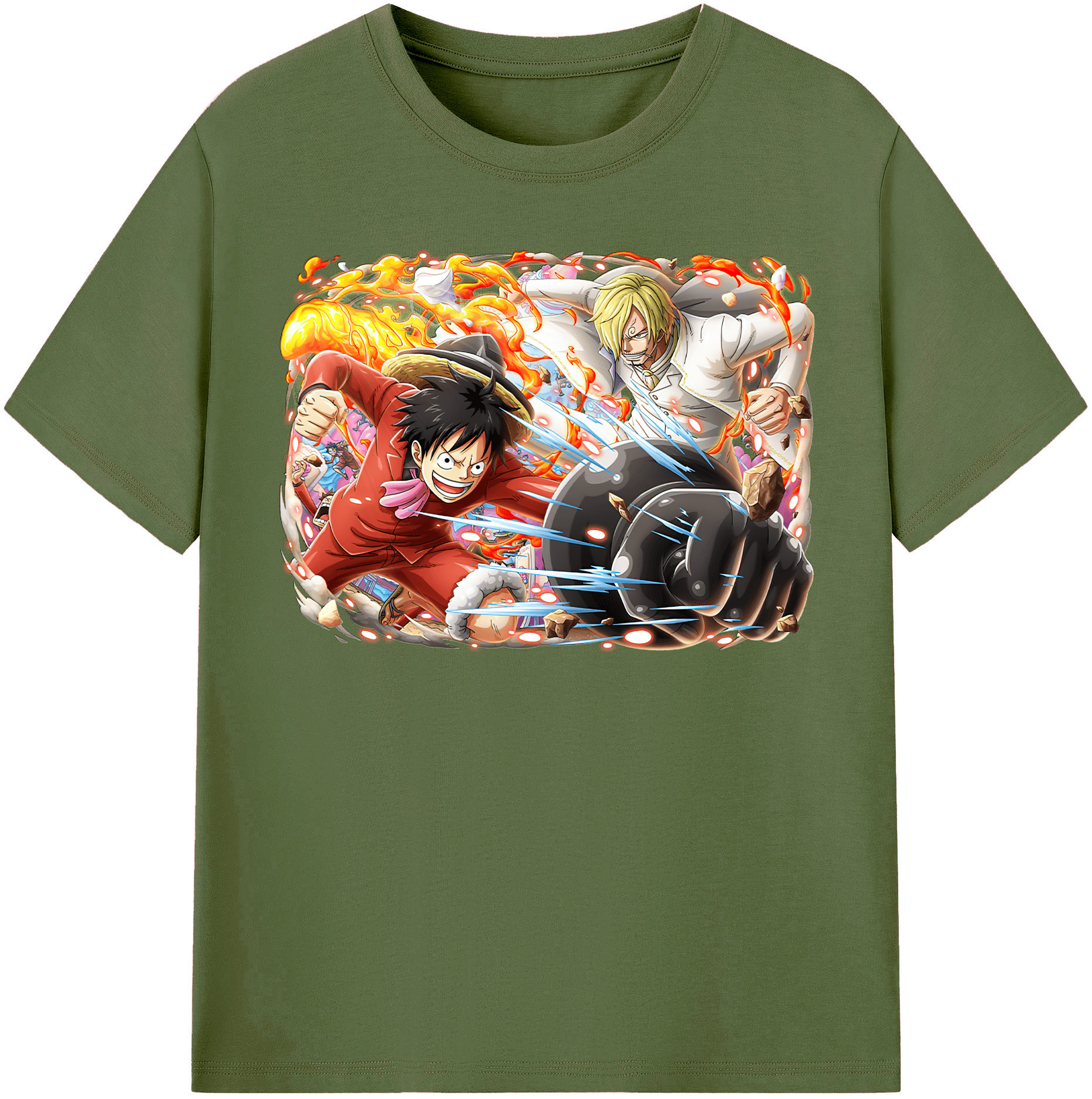 ワンピース モンキー・D・ルフィ ONE PIECE Monkey D. Luffy 綿100％半袖Tシャツ（フロントプリント）